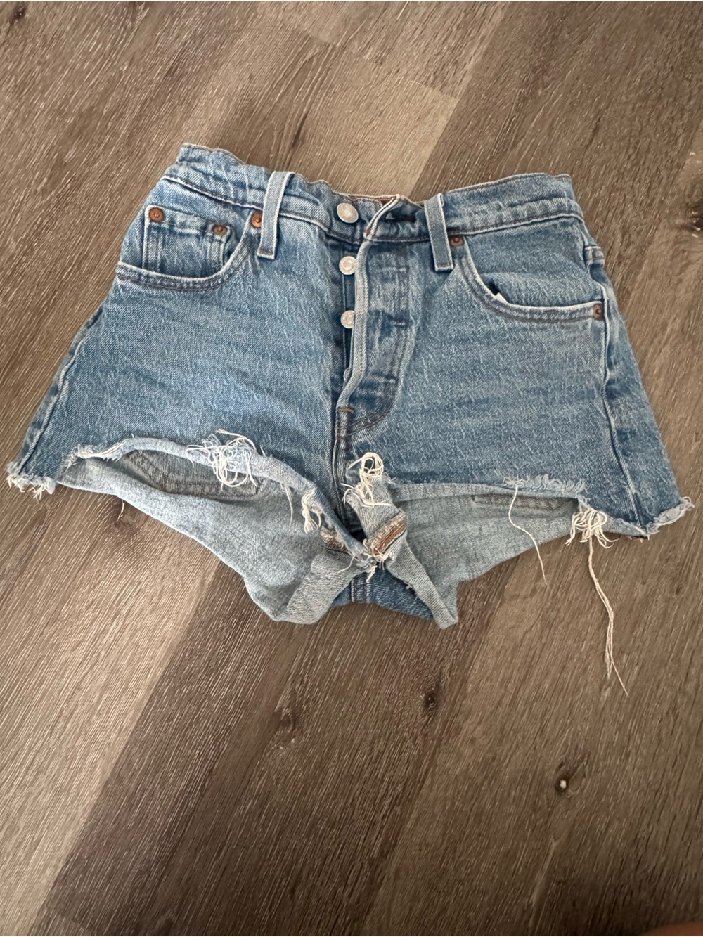 Levi's 501 Original Distressed Cutoff Denim Shorts Medium Wash W23